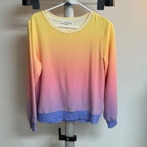 Workshop Pastel Rainbow Ombré Sweatshirt, Sz S EUC